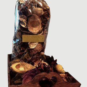 Dried Scented Potpourri Cherry Scent with Rustic Wooden Fragrance Tray